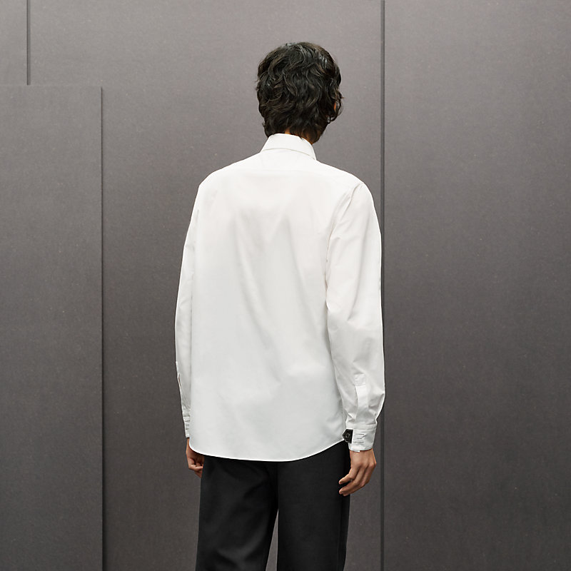 Straight cut shirt with leather detail
