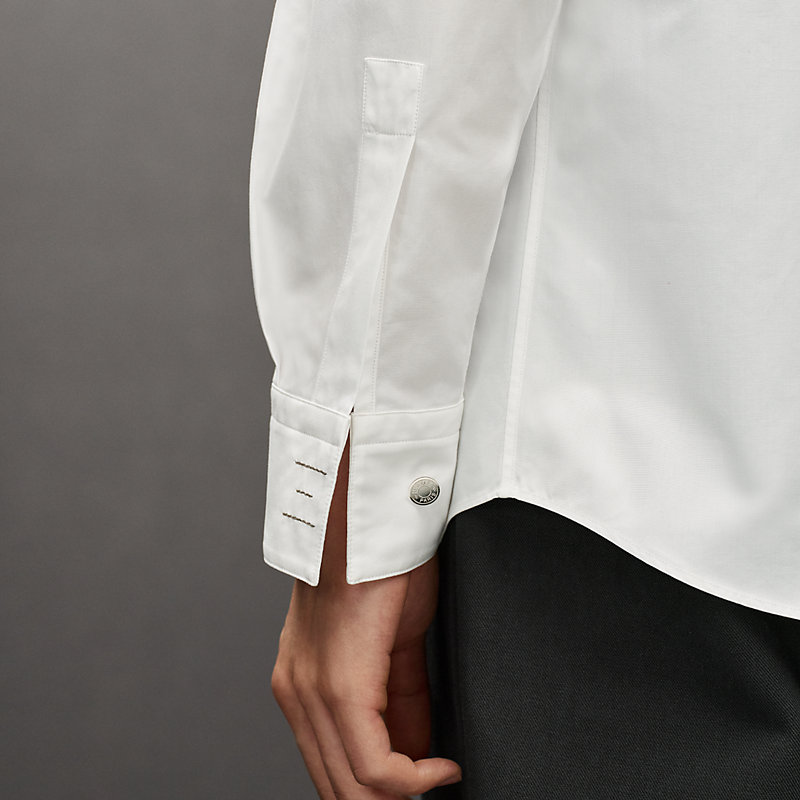 Straight cut shirt with leather detail