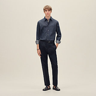 HERMES シャツ 39 エルメス コットン シャツ 39 メンズ ホワイト×レッド セリエボタン