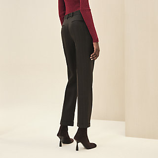 Hermès Belted-Waist Wide-Leg Pants Light Blue Red Linen Silk