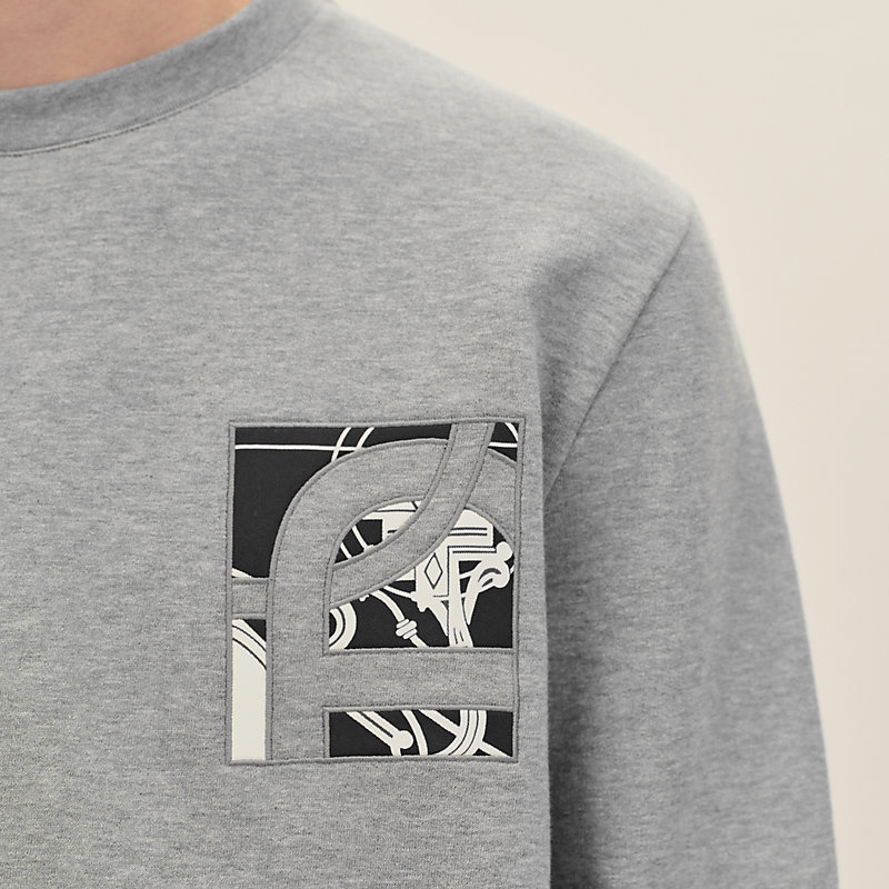 Sudadera con cuello redondo y aplique en seda "Ex-Libris"