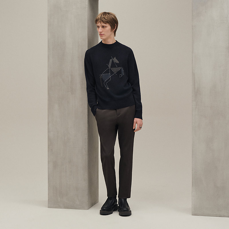 Suéter com gola redonda "Cheval tangram" em cashmere