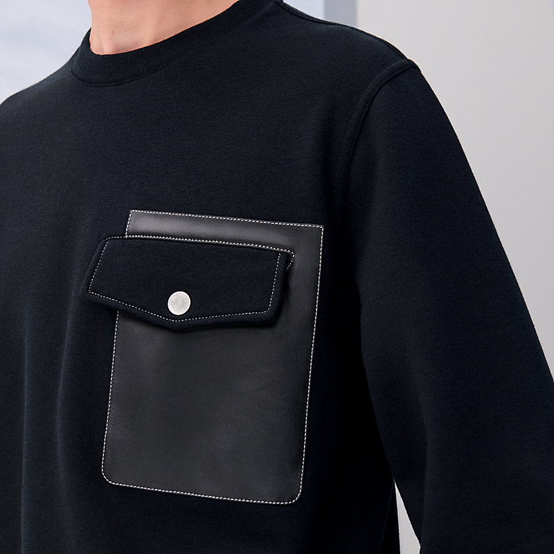 【おしゃれ♪】HERMES Sweat col rond empreintes sellier cuir Sweat col rond « empreintes sellier cuir » | Hermès France