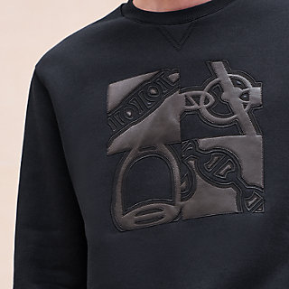 【素敵】HERMES Sweat col rond patch cuir llerie au Carre Sweat col rond patch cuir « Métallerie au Carré » | Hermès