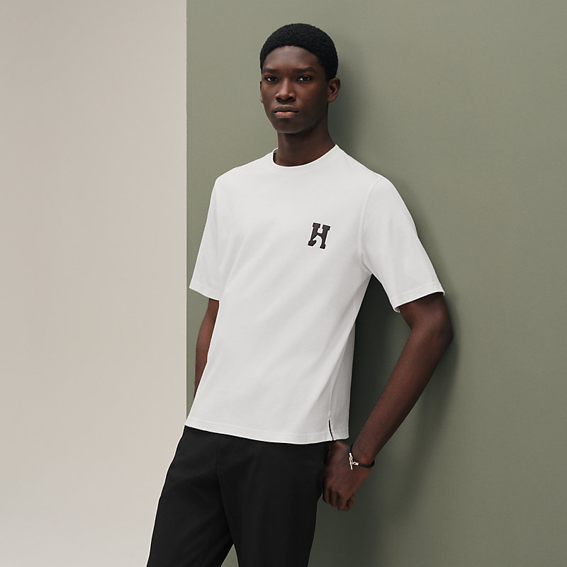 エルメス2025SS レザーパッチTシャツ Mサイズ白 HERMES(エルメス 