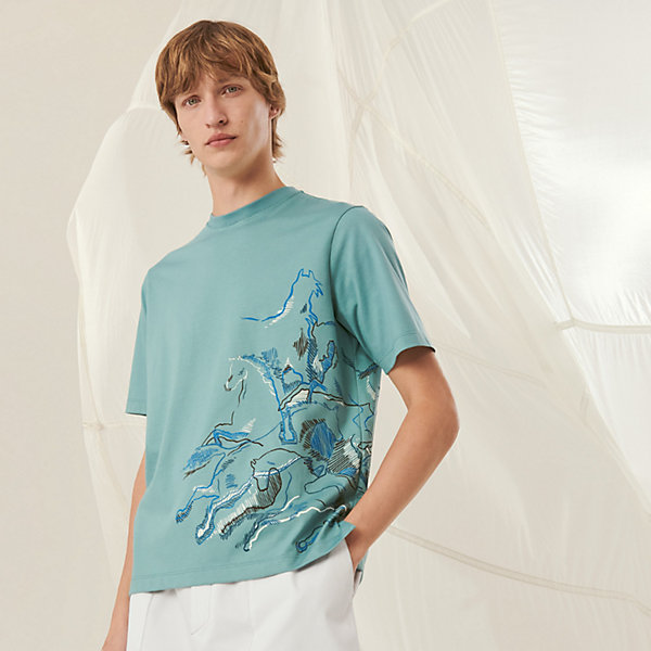 送料無料 プリント カヴァルカード お馬さんの絵が美しいtシャツ Hermes トップス Redragonusa Com