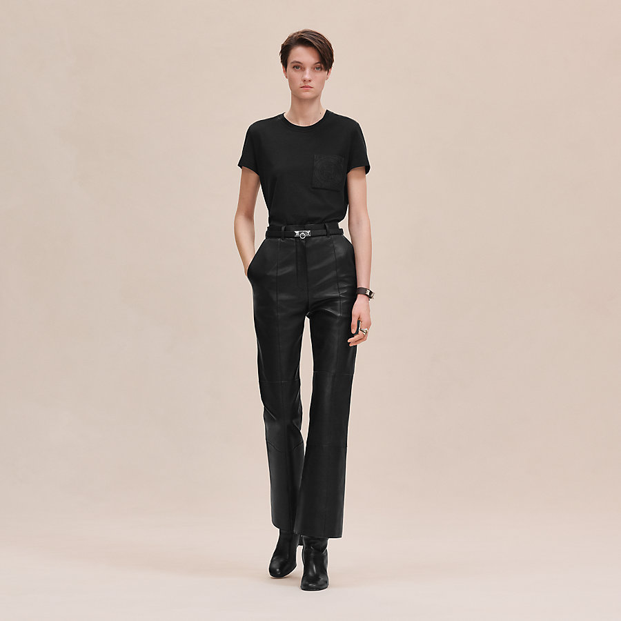 tシャツ-刺繍入りポケット--  