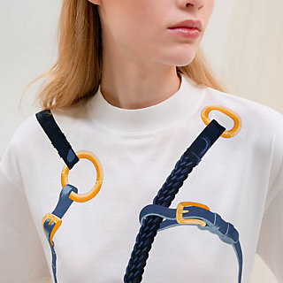 T-shirt boxy imprimé « Coaching Remix » - Blanc | Hermès France