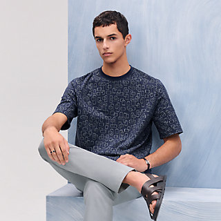 Hermes☆T-shirt Etriers Elastiques bi-matiere_パリ発 T-shirt imprimé « Etriers Elastiques » bi-matière | Hermès