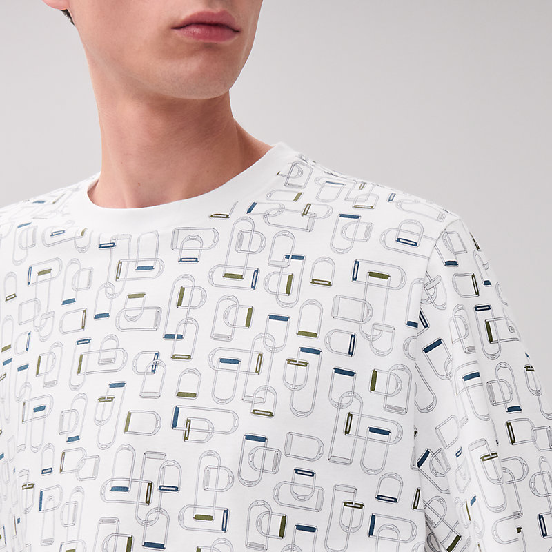 T-shirt imprimé « Etriers Elastiques » bi-matière | Hermès