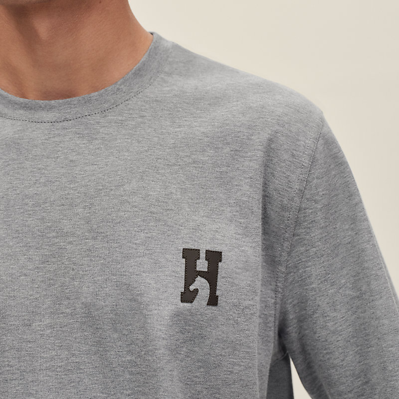 T-Shirt mit Mini-Lederpatch "H'Cheval"