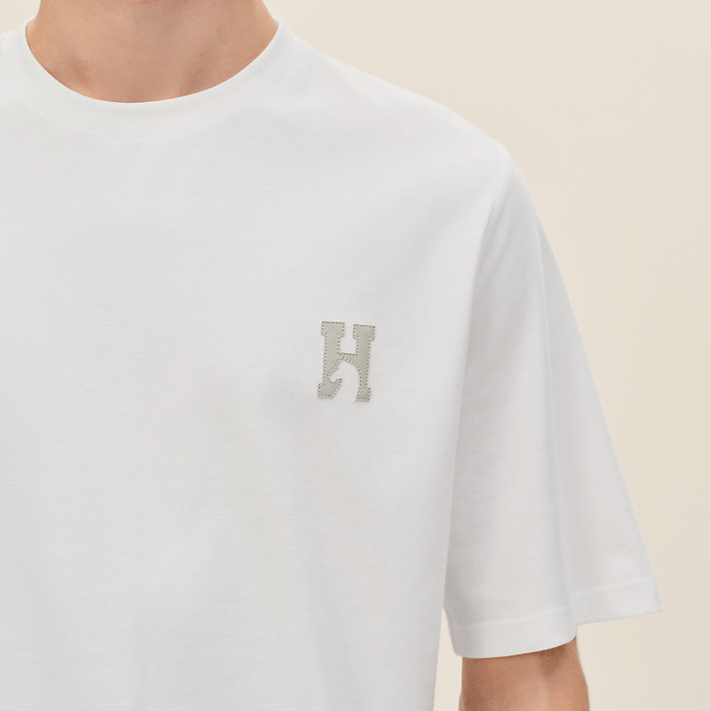 T-Shirt mit Mini-Lederpatch "H'Cheval"