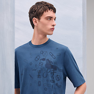 【HERMES】上品♪Etrier en Fragments Tシャツ hermes-Marine-Etrier-En-
