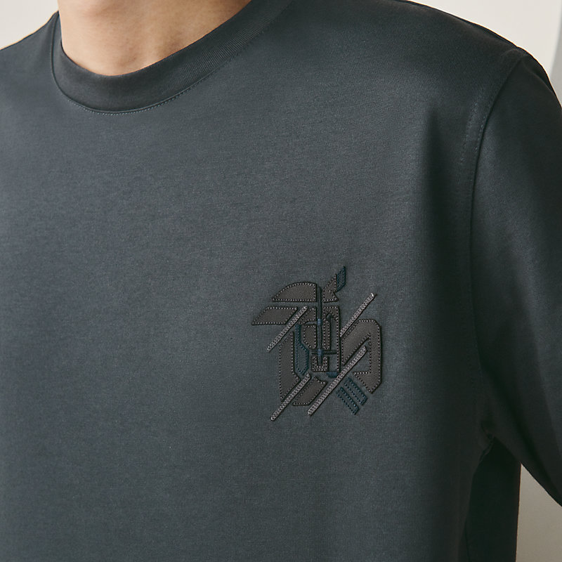 pave forestille flåde T-shirt with leather detail | Hermès USA