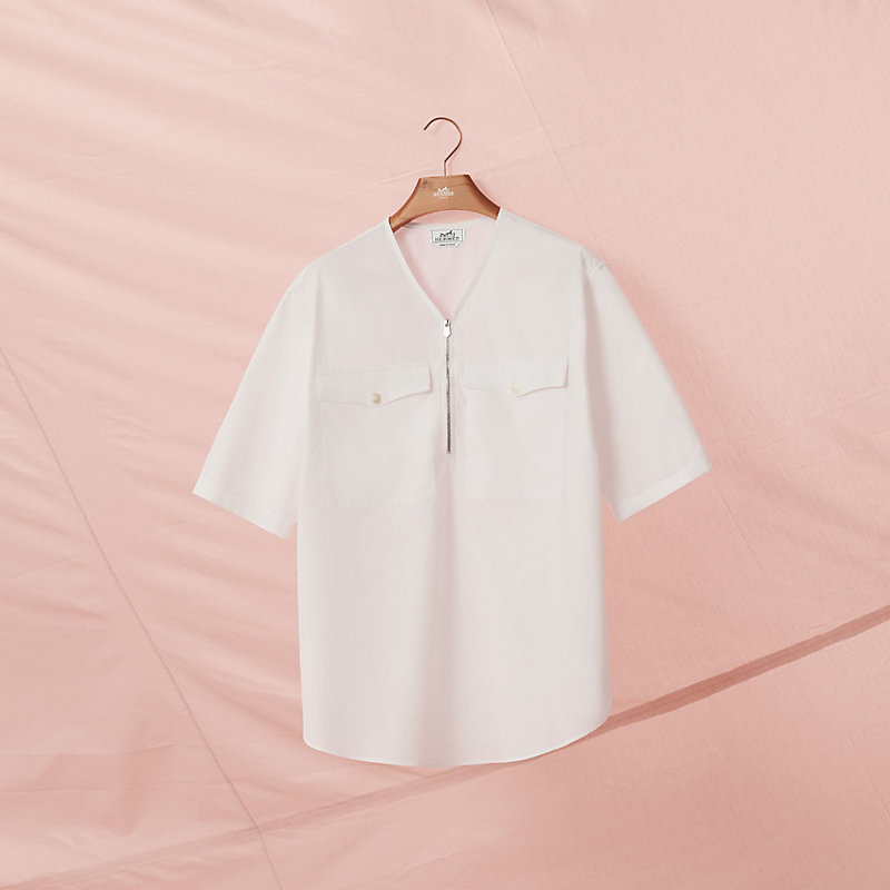 T-shirt with zipped V-neck | Hermès hermes_country_selector_title