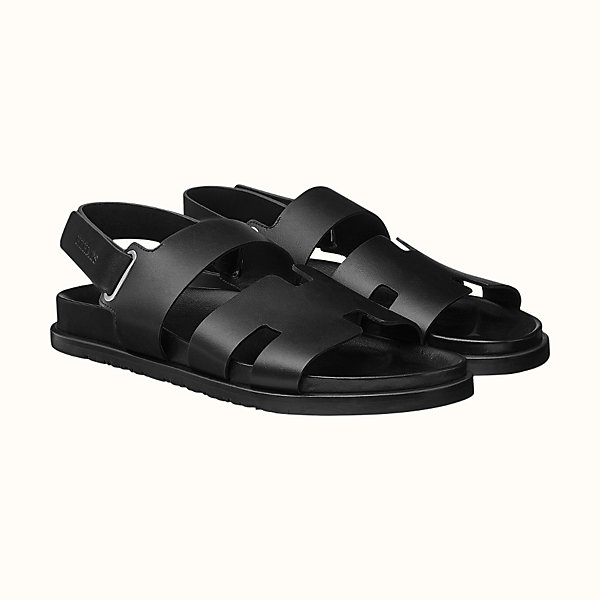 black hermes slippers