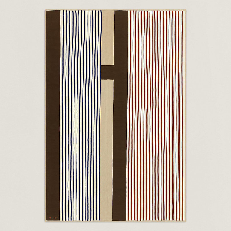 Hermès Cordélie H Vibration Hand-Embroidered Cotton Rug