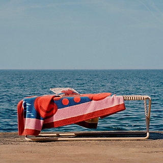 Tapis De Bain / Serviette De Plage HERMÈS Paris – Bleu – 90x150 Cm – Coton