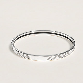 Tartan & Chaines Obliques bangle - White | Hermès Canada