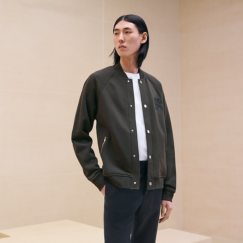 Teddy-Blouson mit Lederpatch 