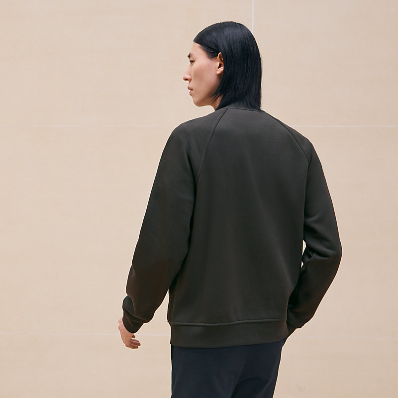 Teddy-Blouson mit Lederpatch 