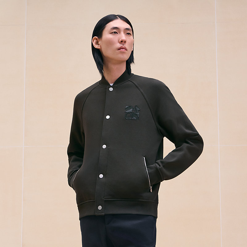 Teddy-Blouson mit Lederpatch 