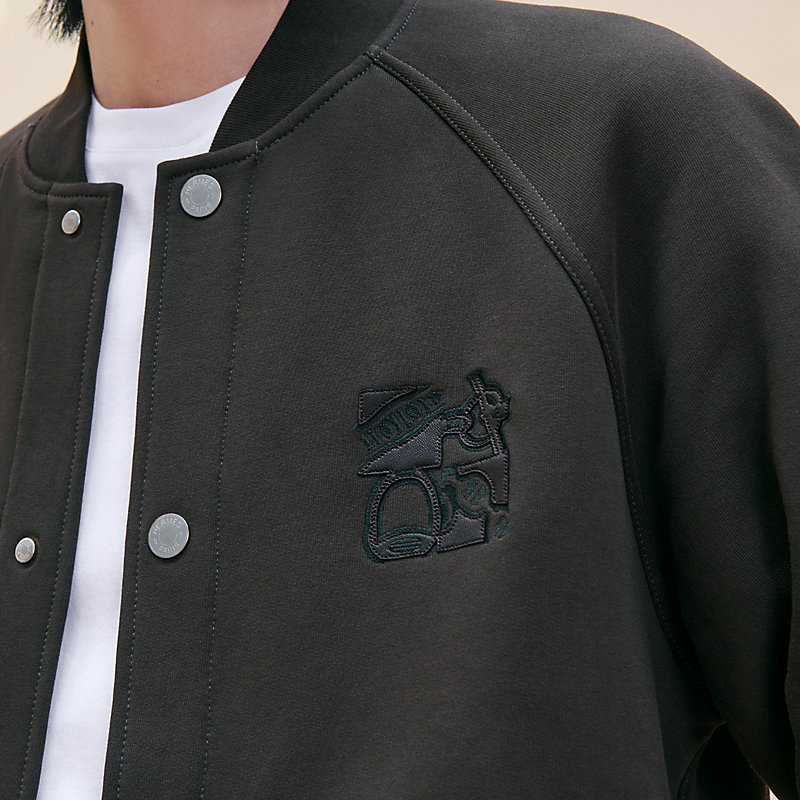 Teddy-Blouson mit Lederpatch 