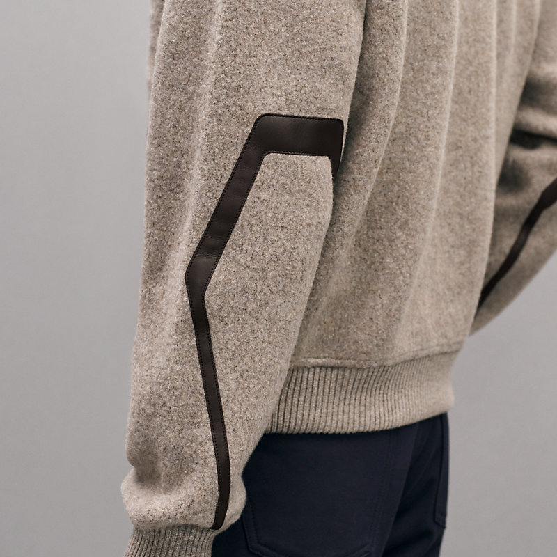 Teddy-Cardigan mit Reißverschluss und Lederdetail
