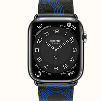 Gehäuse Series 7 Space Black & Armband Apple Watch Hermès Single Tour 45 mm
