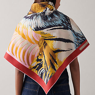 Hermes Tigre Royal double face multicolor silk scarf