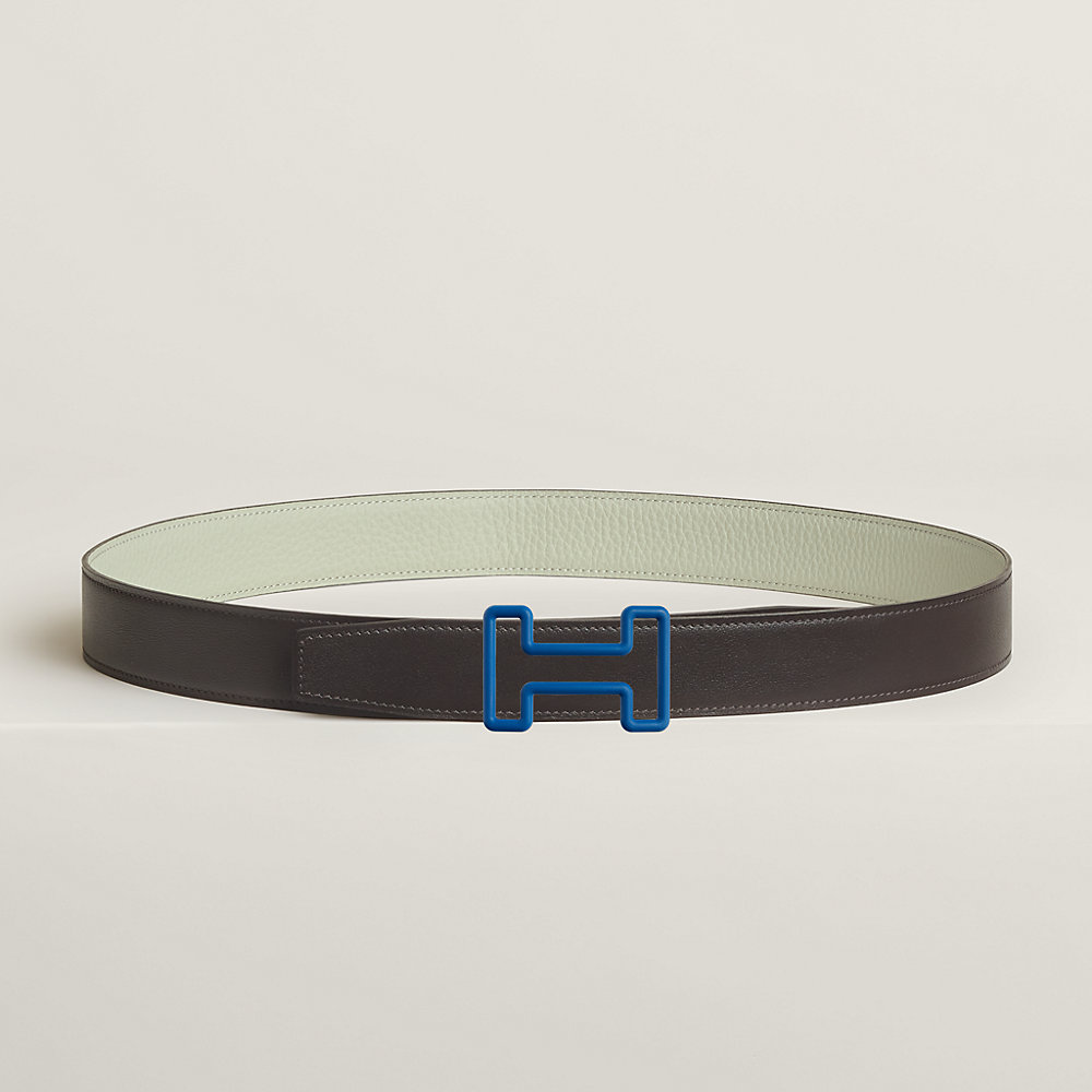 HM BELT BUCKLE & REVERSIBLE BLACK AND ORANGE LEATHER STRAP 38MM GOLD HARDWARE