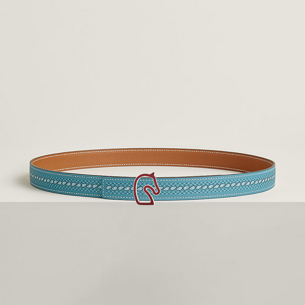 Tonnerre Laquee belt buckle & Bandana leather strap 24 mm | Hermès