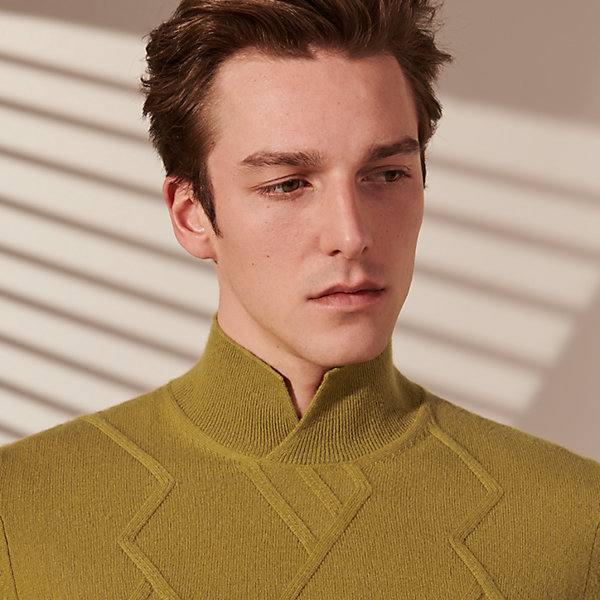 Torsades Geometriques Fold Over Collar Sweater Hermes Singapore