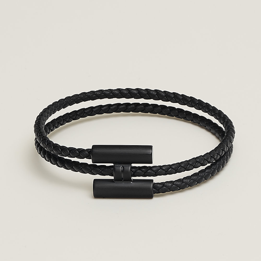 Genuine HERMES Granville Gold Tone Black Leather Bracelet size small | eBay