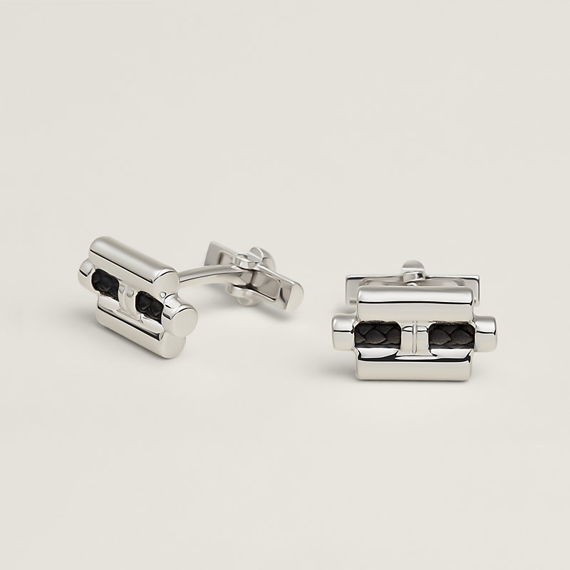 Tournis Tresse cufflinks - Black | Hermès USA