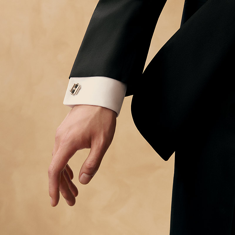 Tournis Tresse cufflinks - Black | Hermès USA Tournis Tresse cufflinks - Black | Hermès USA