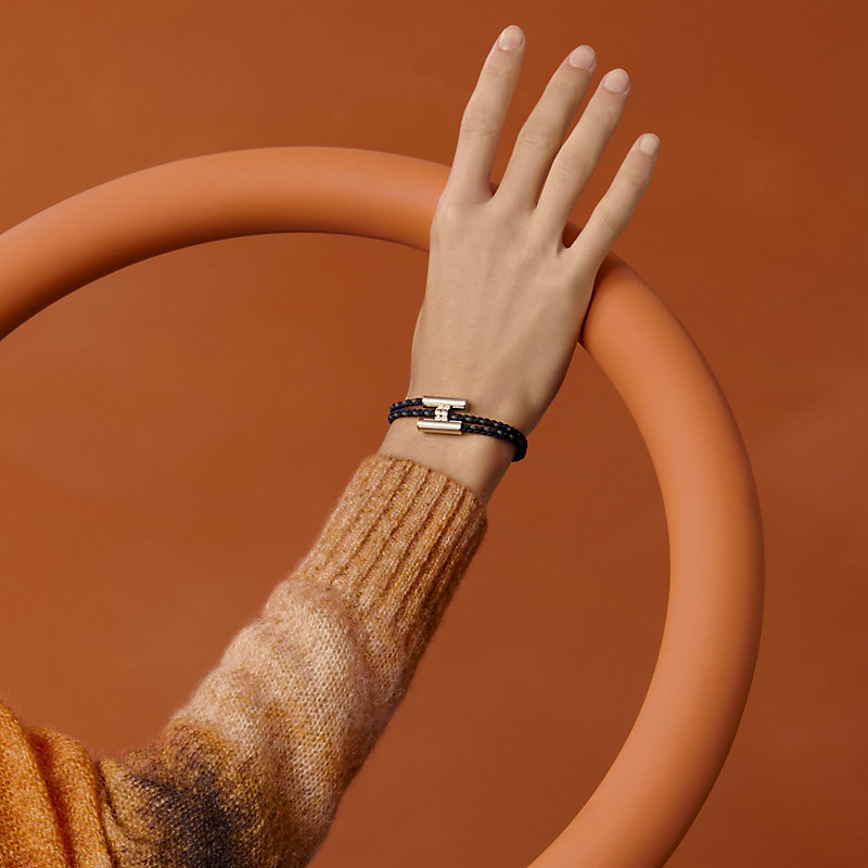 Tournis Tresse Trio Silk bracelet - Blue | Hermès USA