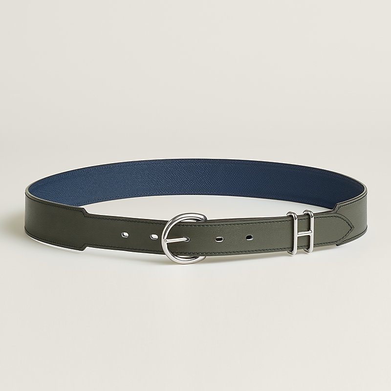 Trench 34 reversible belt - Green | Hermès USA