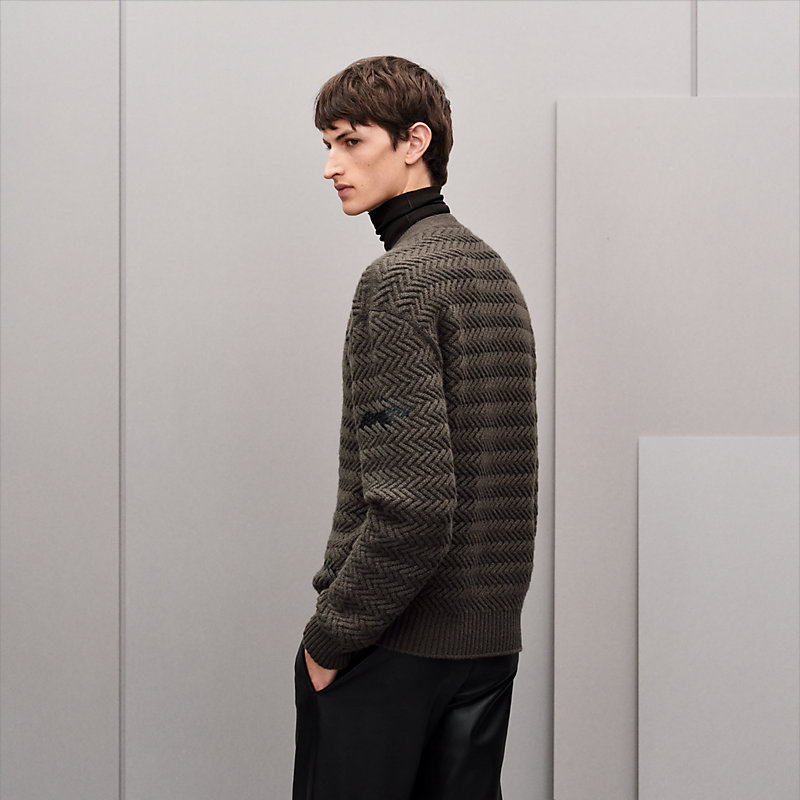 "Tressage cuir" buttoned cardigan