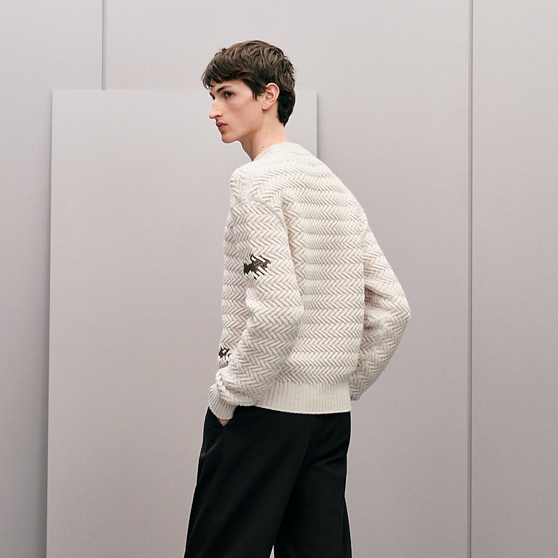 "Tressage cuir" crewneck sweater, View: , view 3 of 5