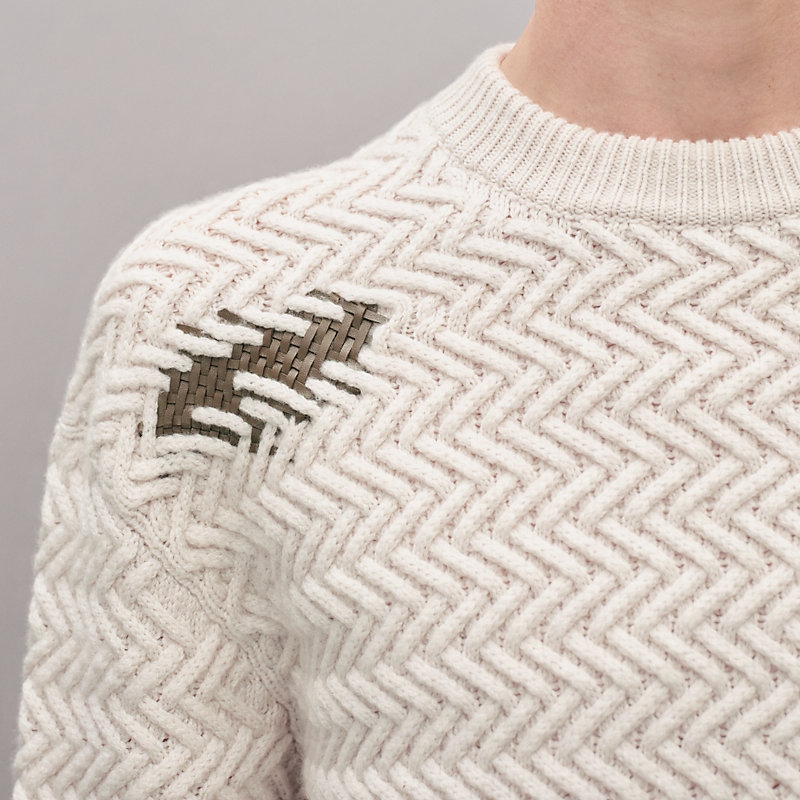 "Tressage cuir" crewneck sweater, View: , view 4 of 5