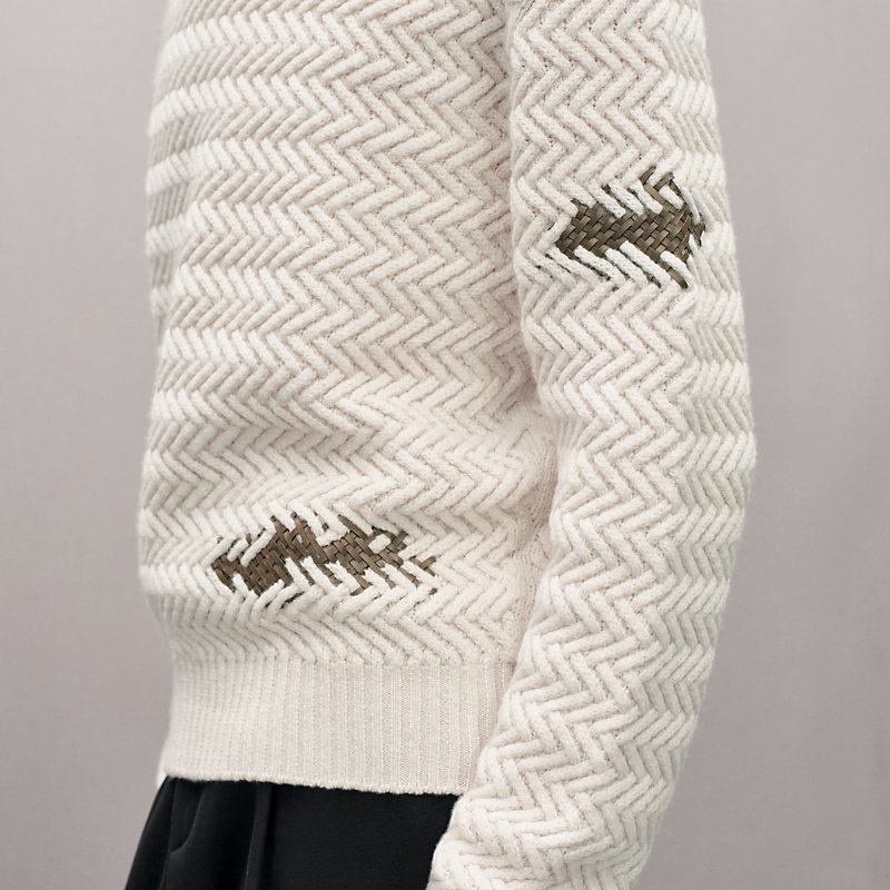 "Tressage cuir" crewneck sweater, View: , view 5 of 5