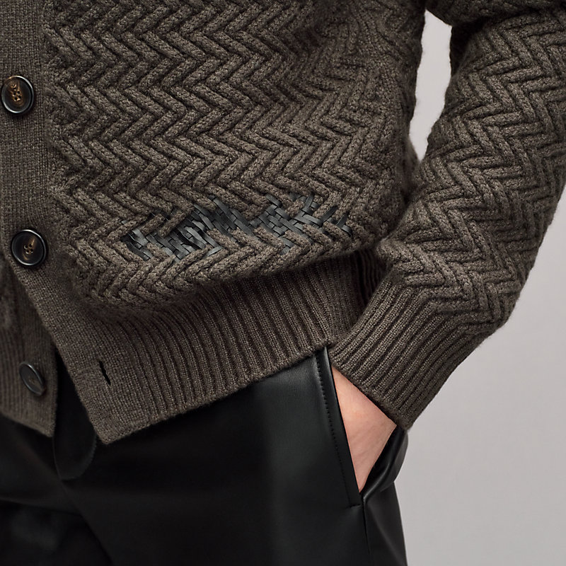 "Tressage cuir"針織外套
