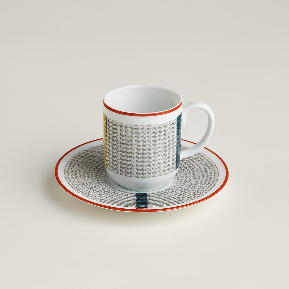 Tressages Equestres coffee cup and saucer | Hermès USA