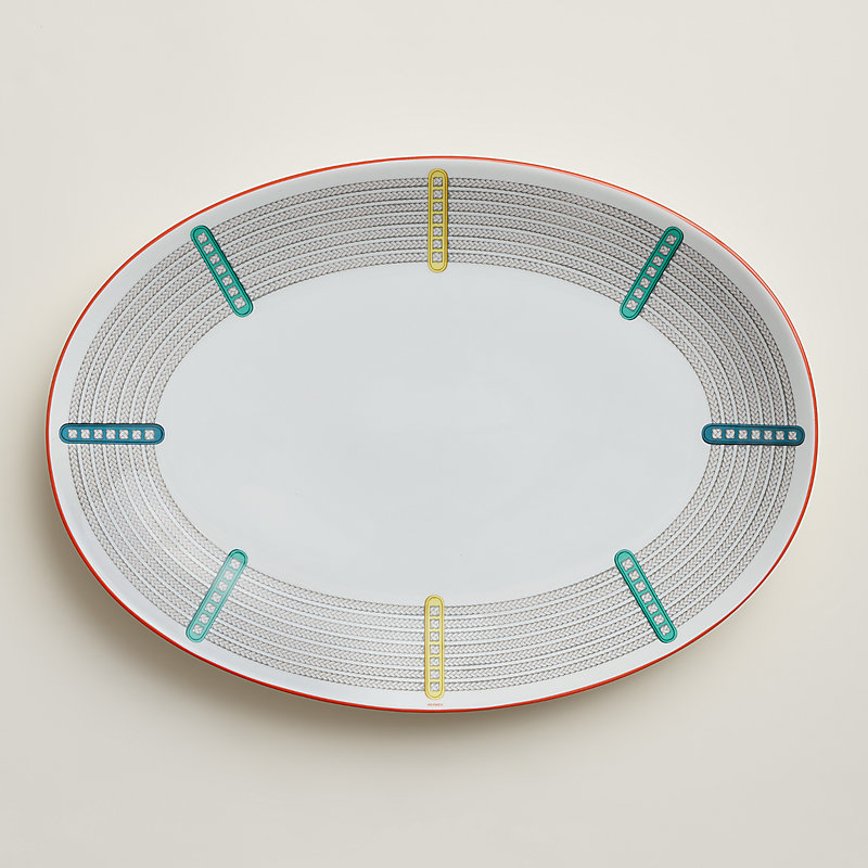 Tressages Equestres oval platter, large model | Hermès USA
