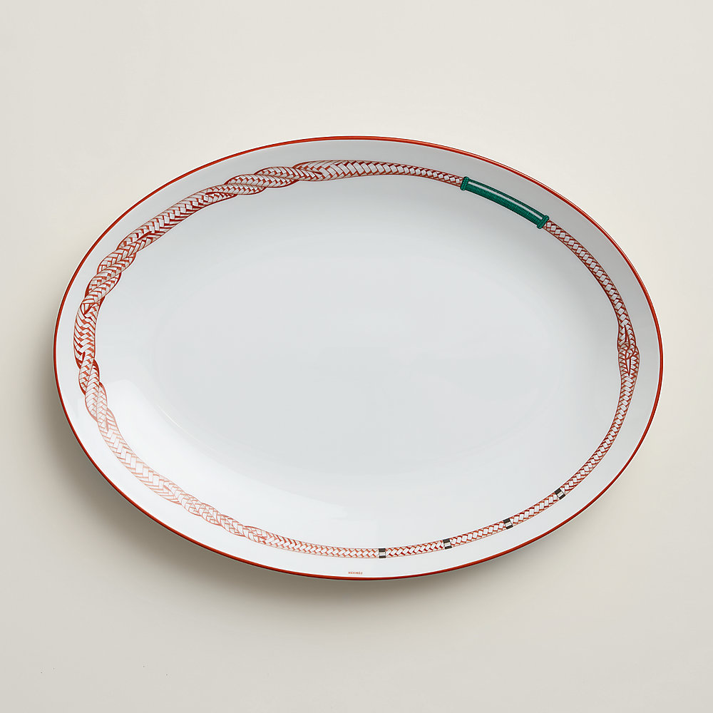 Tressages Equestres oval platter, small model | Hermès USA