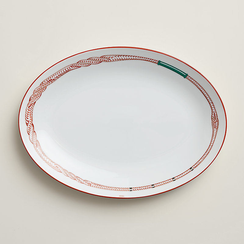 Tressages Equestres oval platter, small model | Hermès USA