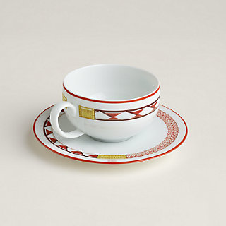 Tressages Equestres tea cup and saucer | Hermès USA Tressages Equestres tea cup and saucer | Hermès USA