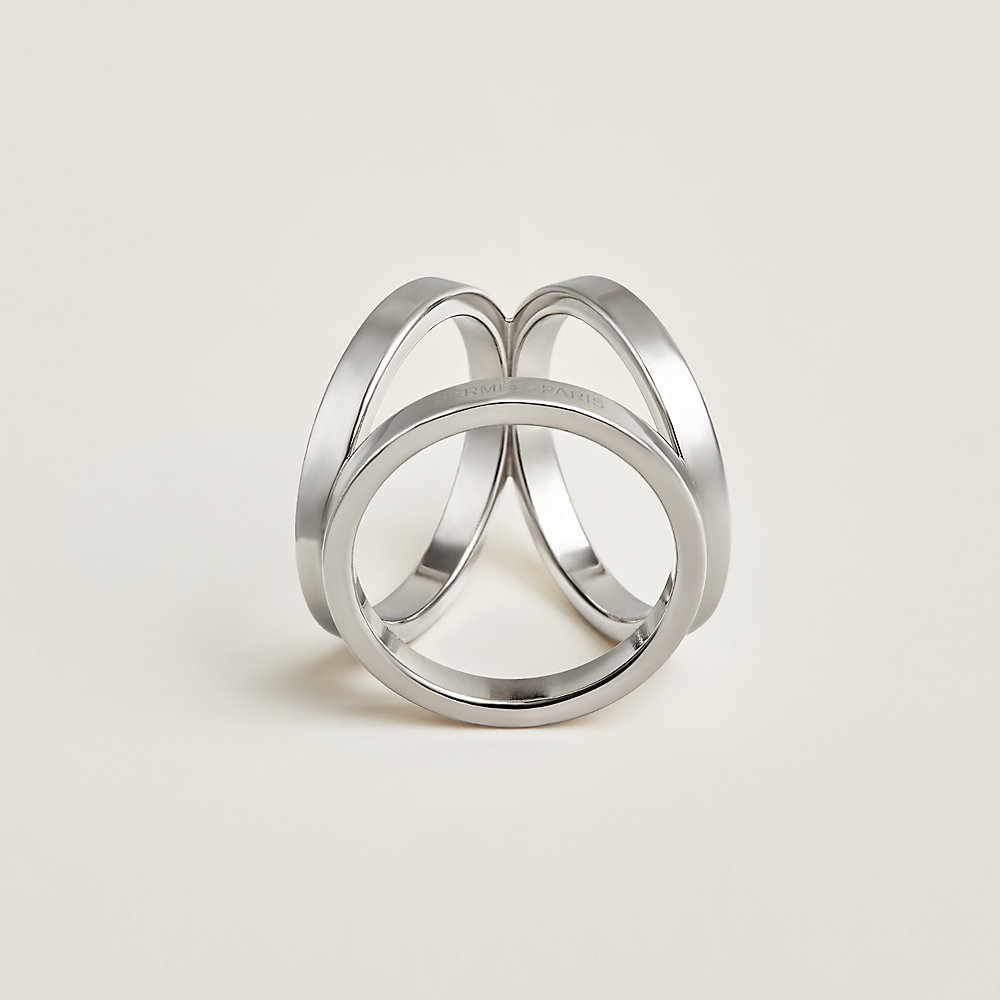 HERMES silver palladium MORS 90 SCARF RING For Sale at 1stDibs