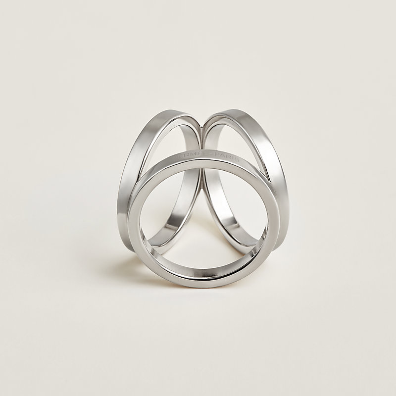 Hermes Metal Scarf Ring Silver horseshoe